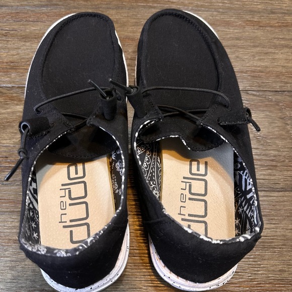 Hey Dude Wendy Black Odyssey Shoes Womens Size 8 Canvas Slip On Casual Sneakers - Picture 5 of 9